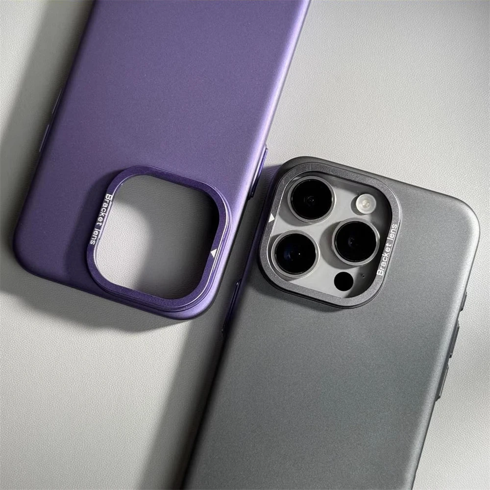 Luxury Ultra Thin Alloy Lens Holder Magnetic PC Hard Case For iPhone 17 16 Pro Max 15 14 Plus 13 Magsafe Wireless Charging Cover