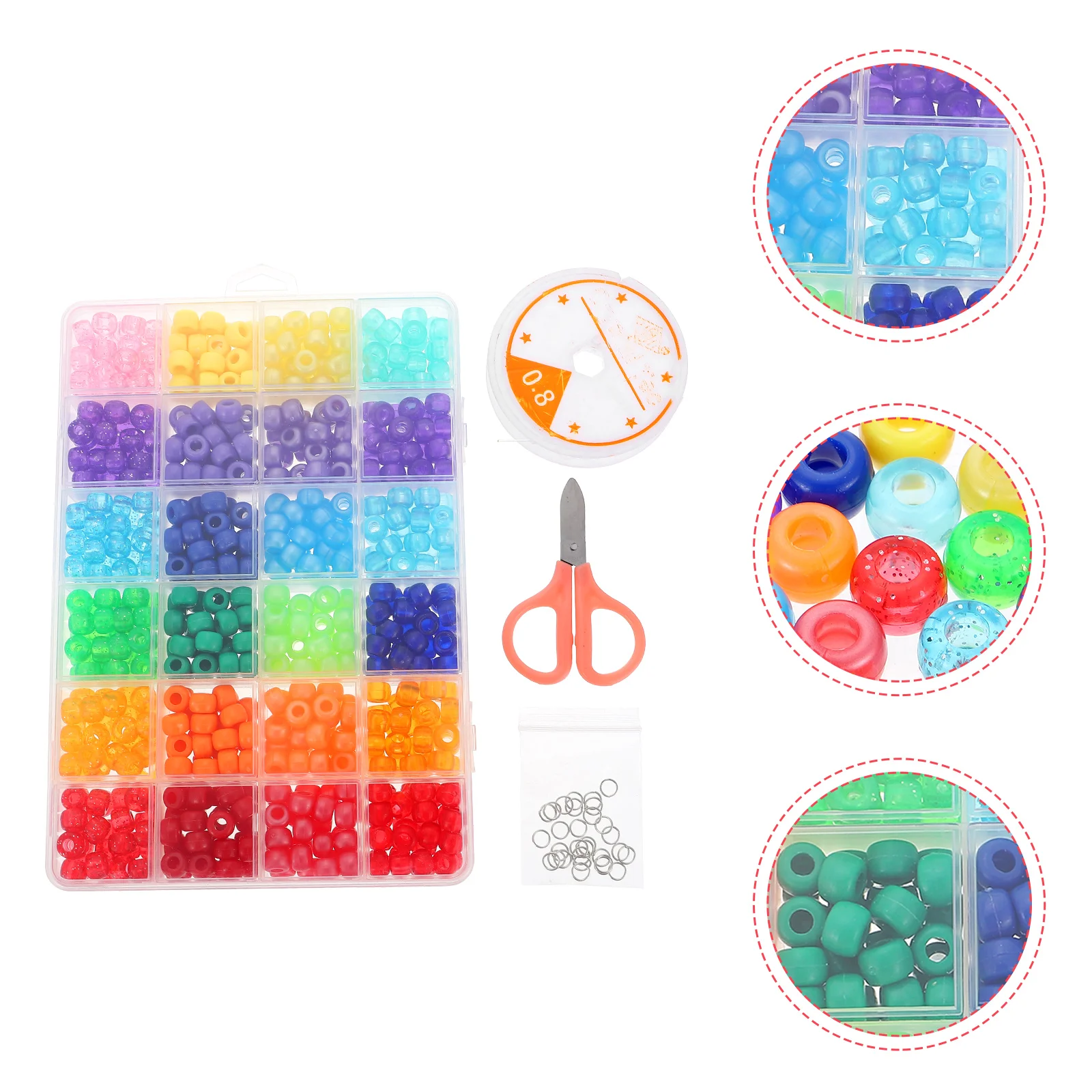 

1Set Large Hole Beads DIY Bracelet Making Kit Plastic Loose Beads Bright Colors Jewelry Accessories Craft Supplies Gift Making