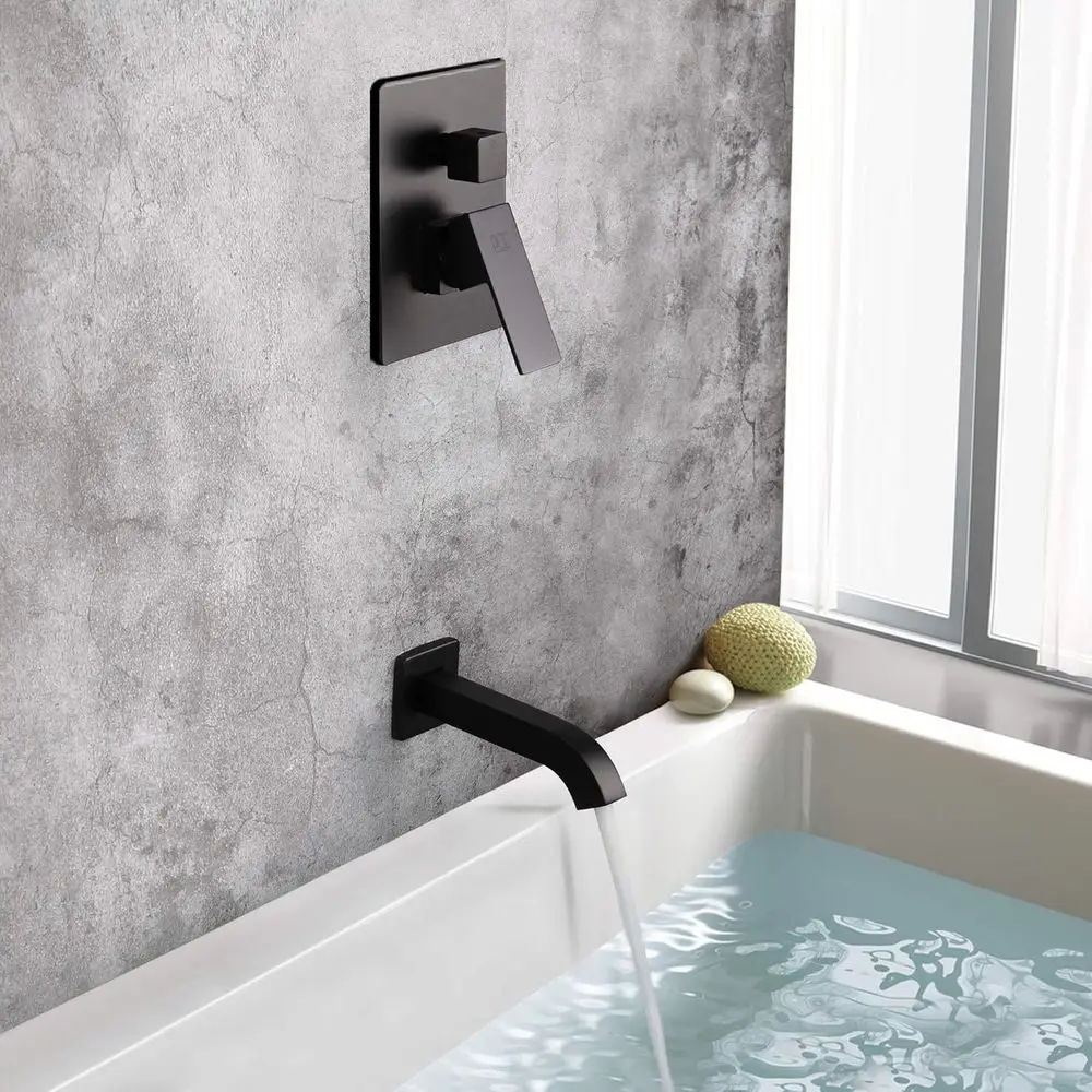 8 Rainfall Shower System with Handheld, Single Handle Kit and Tub Spout in Matte Black