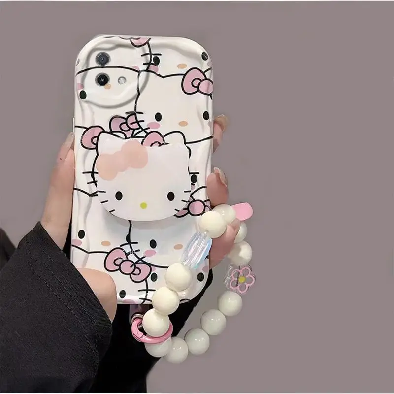 Sanrio Hello Kitty Bracelet Chain Stand Case For Infinix Note 30 40 Pro Zero 30 Hot 40i 30 Play Smart 8 7 Cover Funda Sil