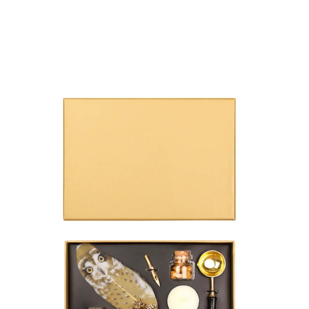 Vintage Style Feather Quill Pen Set Wax Seal Stamp Kit Creative Stationery Gift For Business Promotional Use