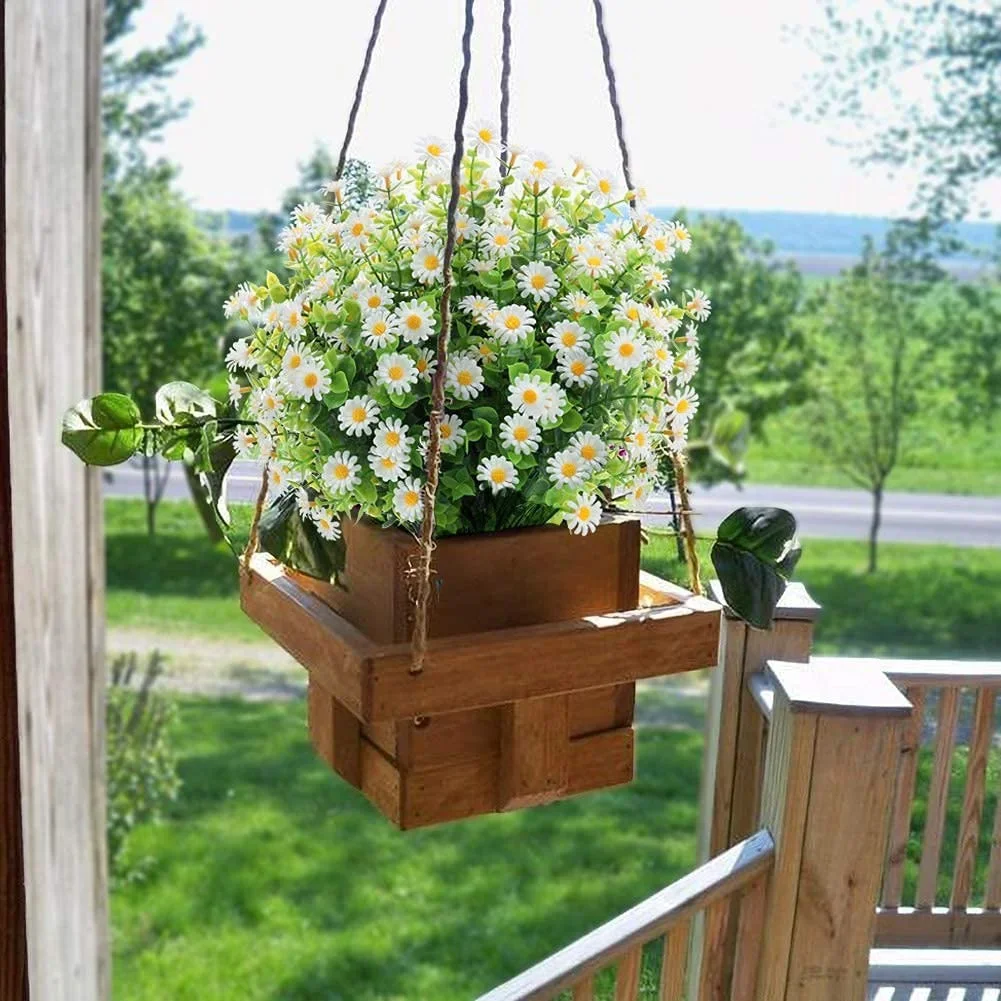 10 Bundles Artificial Small Daisy Mums Flowers Outdoor Indoor Outside Hanging Plants Garden Porch Window Wedding Farmhouse Decor image 4