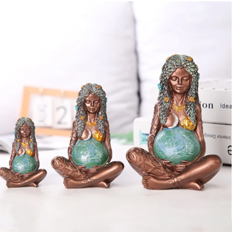 ERMAKOVA Resin Millennial Gaia Statue Mother Earth Goddess Figurine Mother's Day Gift & Home Garden Decoration Figurine