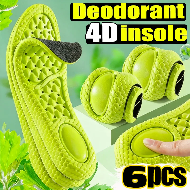 

2/6Pcs Unisex Memory Foam Insoles for Women Men EVA Deodorant Shoe Pads Sweat-absorbing Shock-proof Dragon Scales Sports Insoles