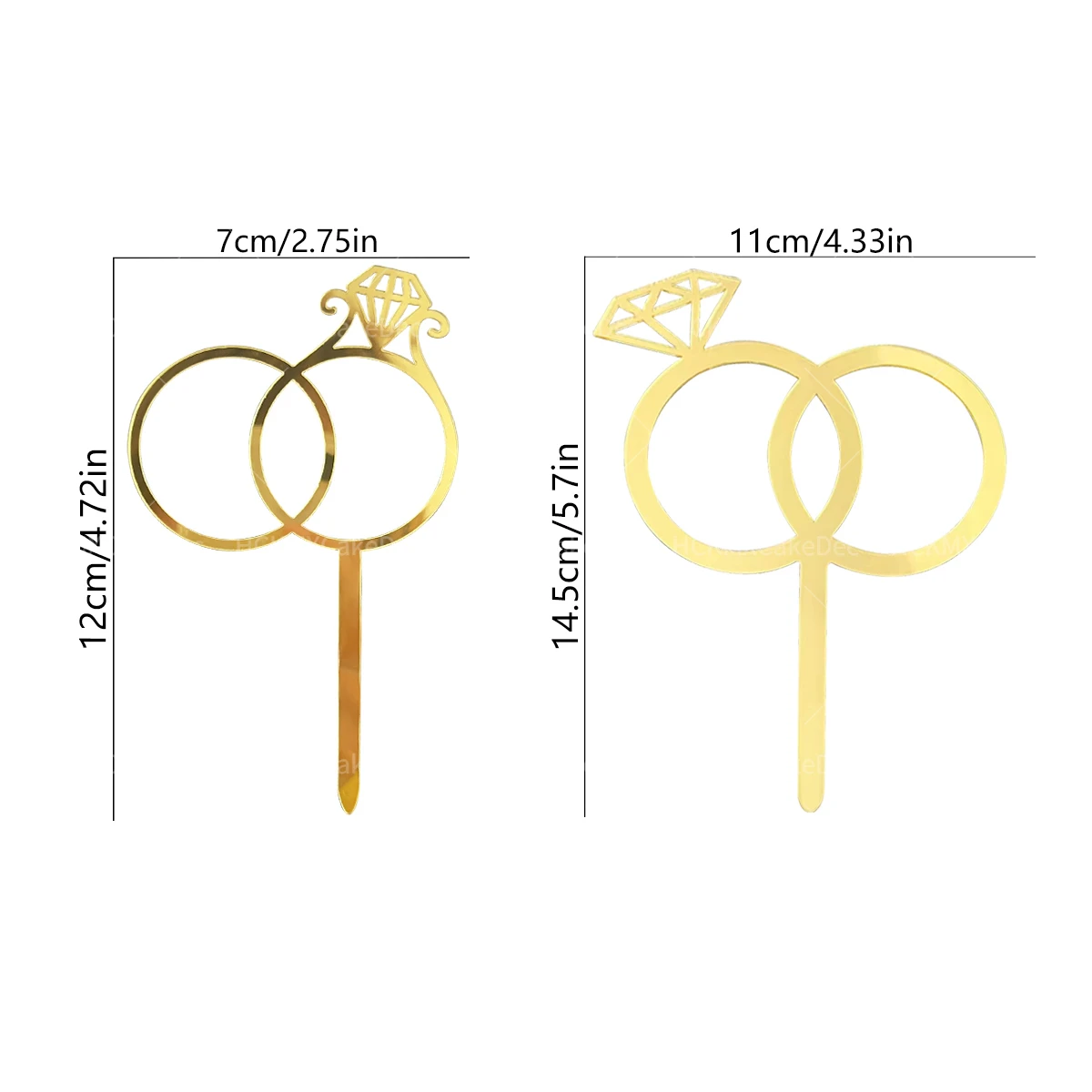 3-teilig/27-teilig/28-teilig/Set Goldene Acryl-Kuchendekoration A-Z Buchstaben & Ring-Design für Hochzeit, Verlobung und Party – Detail 6