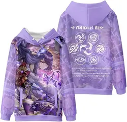 Game Genshin Impact Hoodies Sweatshirts Raiden Shogun 3D Print Hoodie Men Women Adult Tracksuit Cosplay Costume Men Y2k Pullover