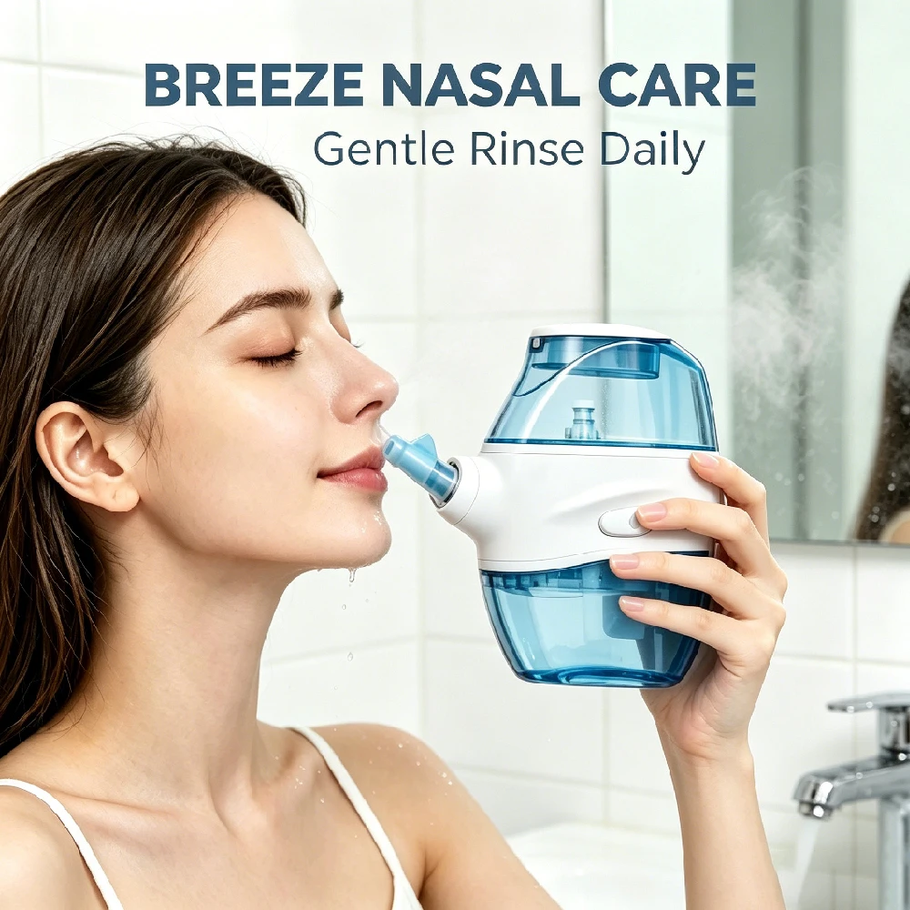 1PCS Electric Double-Nose Nasal Washer with Suction Function Nasal Irrigation Device with Dual-Nose Wash and Suction Integrated