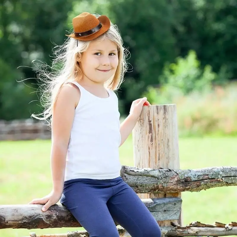 652F Cowboy Hat Headband Party Hairhoop Fashion Cowgirl Hat Headpiece Cosplay Costume Hairband for Adult Festival Headgear