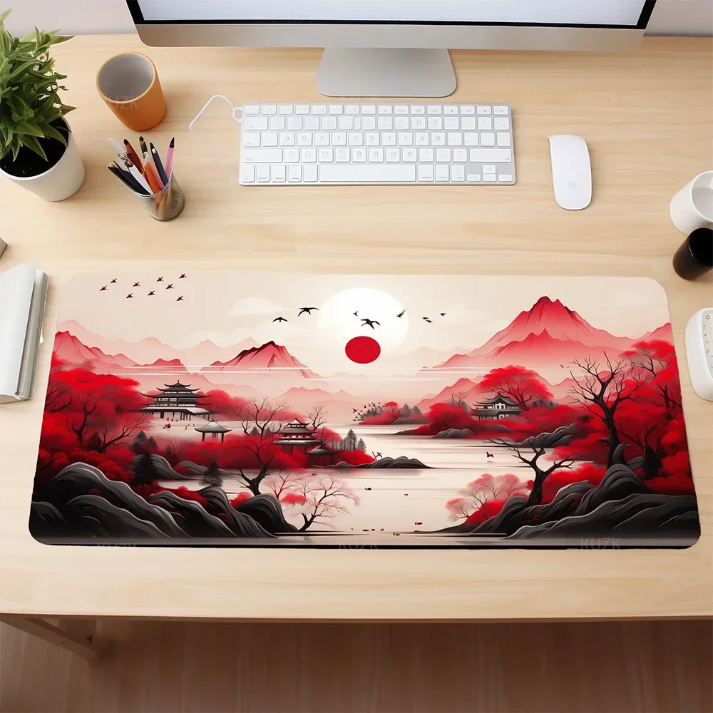 

Anime Gaming Large Mousepad,Sakura Blooms Mousepad Gamer Computer Non-Slip Rubber XXL Keyboard Mat Aesthetic Decor Desk Mat