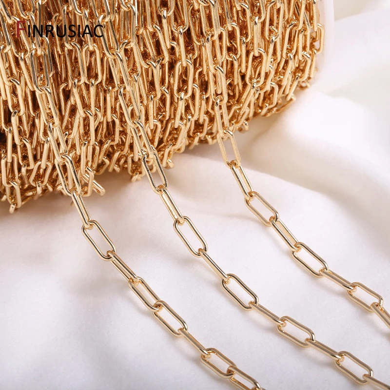 14K Real Gold Plated Brass High Quality Chains For Jewelry Making DIY Necklace Earrings Bracelets Component Chains Wholesale