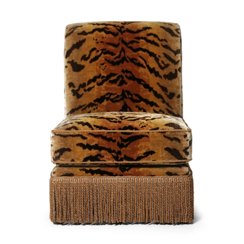 &Modular Design Donghia Slipper Chair Designer Furniture Tiger Velvet Lounge Accent Chair for Home and Bar Club