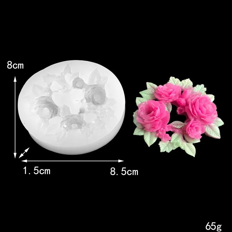 Crystal drop glue three-dimensional mold 3D rose tulip small wreath decoration mold DIY silicone jewelry decoration mold