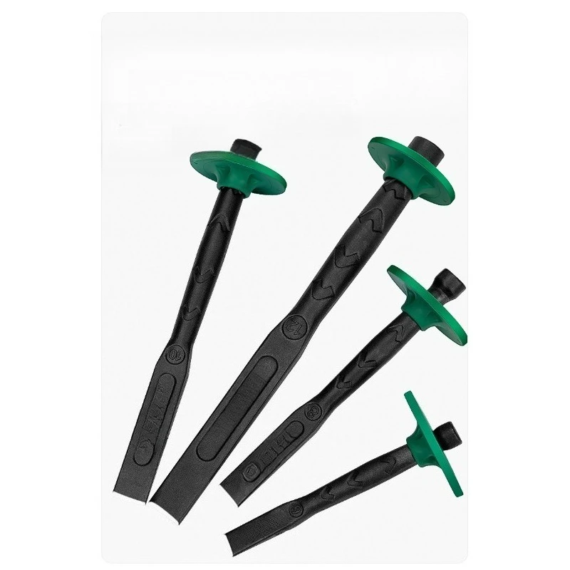 High Carbon Steel Flat & Point Chisel Set with Hand Guard for Concrete Stone Brick Masonry