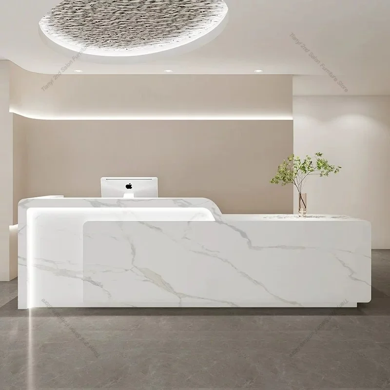 Danish Creamy Style Cashier Counter Nordic High-end Clothing Store Medical Beauty Company Reception Desk Office Furniture FYRD