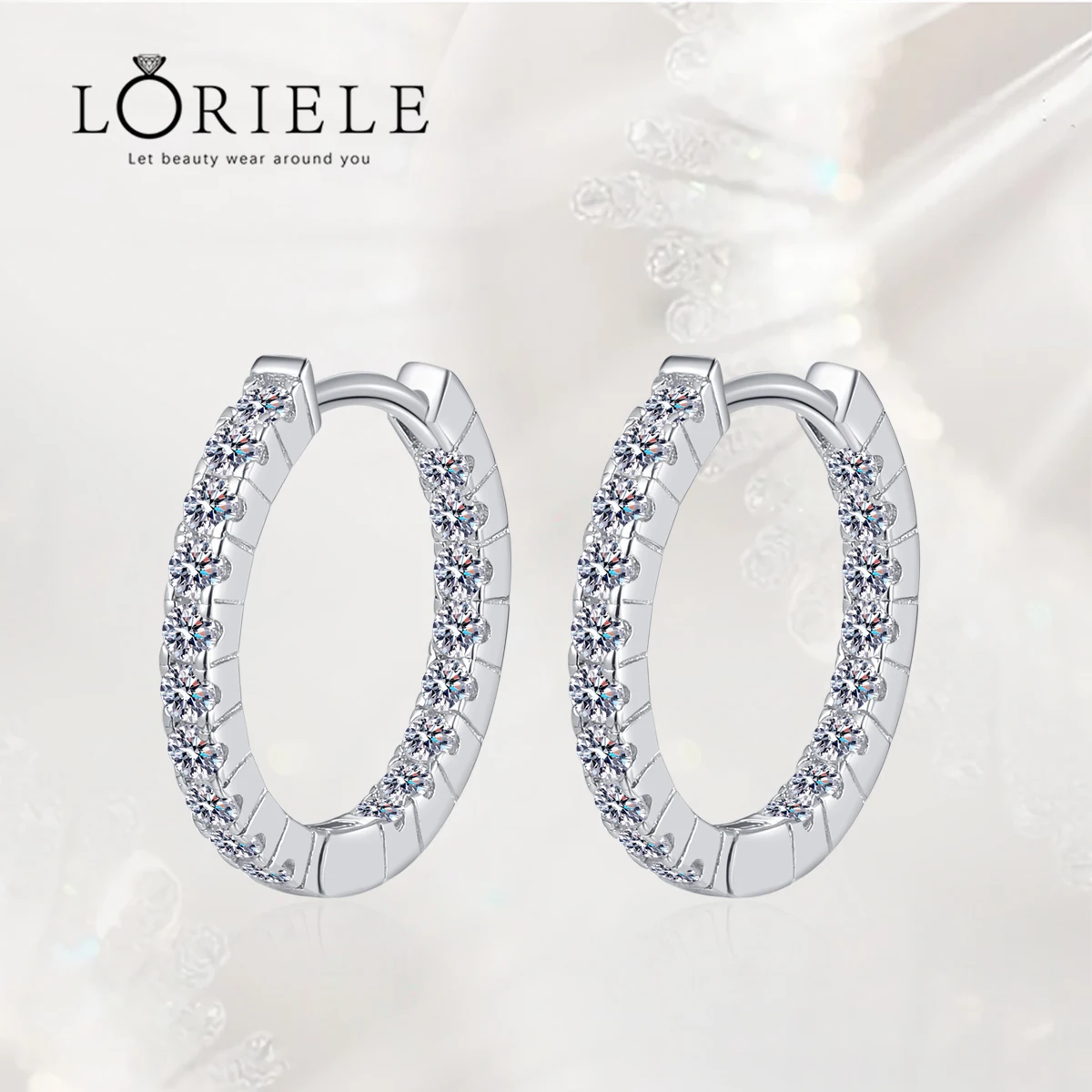 

LORIELE 0.9cttw Full Moissanite Hoop Earrings for Women Classic Wedding Jewelry 925 Sterling Silver Plated Platinum Earrings GRA