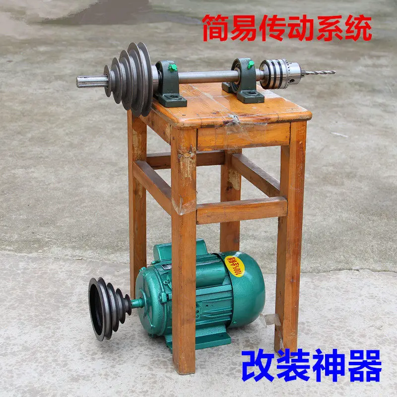 Transmission system spindle table, drill shaft, spline sleeve, bearing, belt pulley table, drill modification