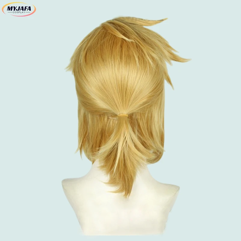 

Высокое качество Link Косплей Парик Высокое качество Короткие золотые косички Термостойкие волосы Аниме Игровые парики + шапочка для парика