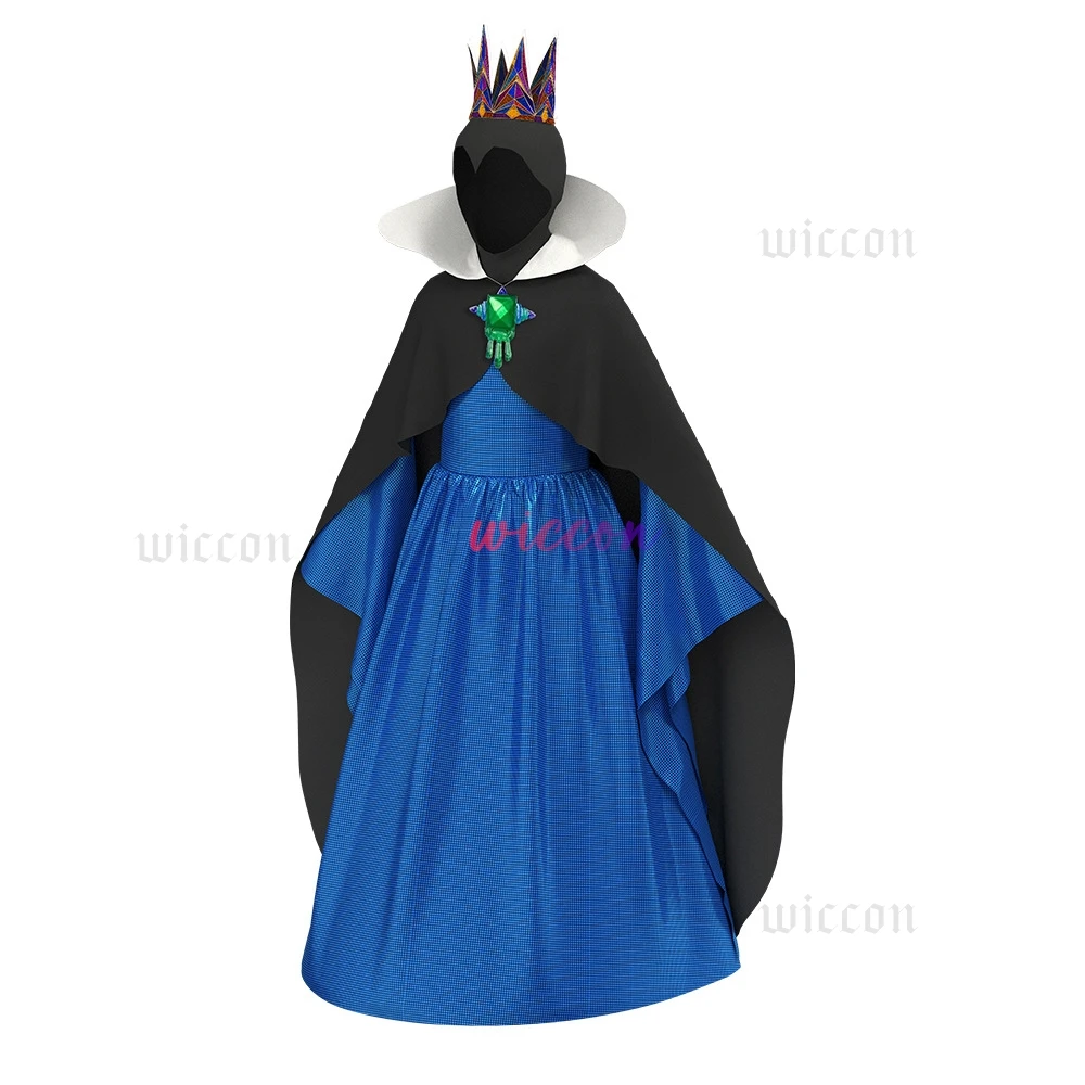 Halloween Cosplay Costume Snow Devil Queen Cosplay Disguise Dress Gow Black Cloak Crown Suit Children Girls Dress Up Clothes