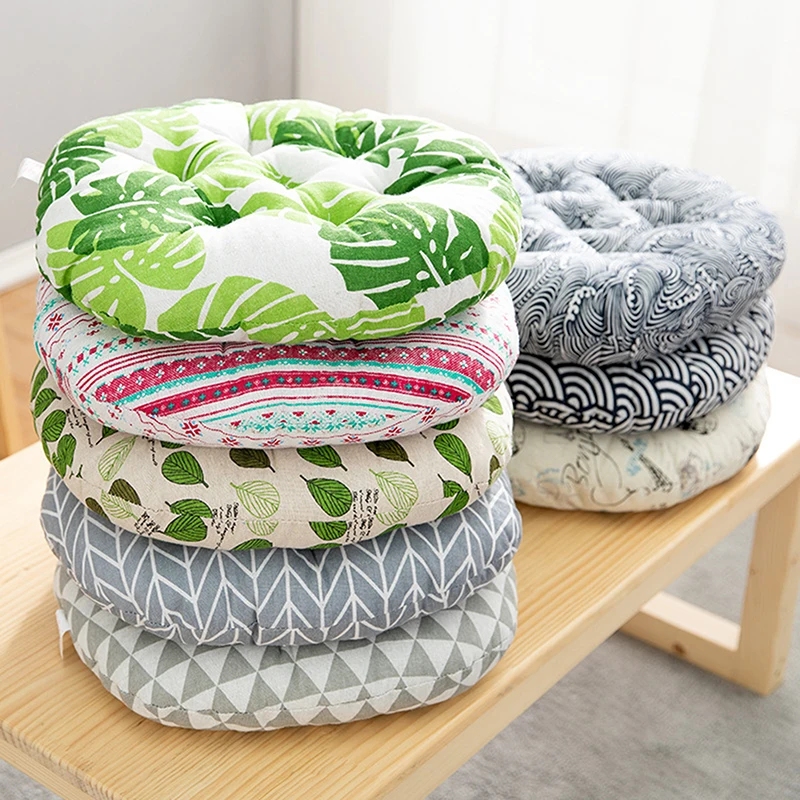 1Pcs Coarse Cloth Round Style Cotton And Linen Style Seat Cushion Home Circular Cushion Japanese Style Futon Cushion Decoration