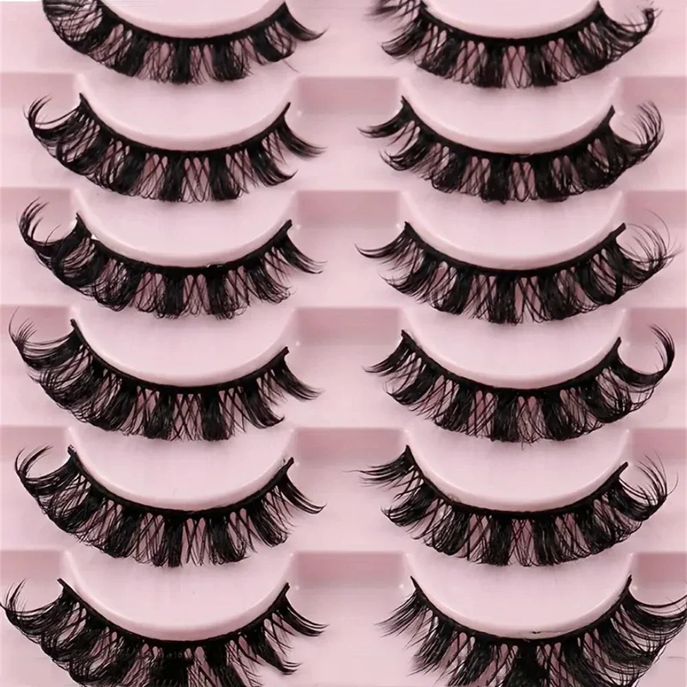 10 Pairs D Curl Russian Thickened False Eyelashes Natural Curly Fluffy Ladies Gift Daily Party Date Makeup Girls Women
