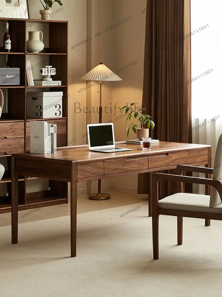 

North American black walnut desk solid wood rectangular writing Nordic study desk computer desk