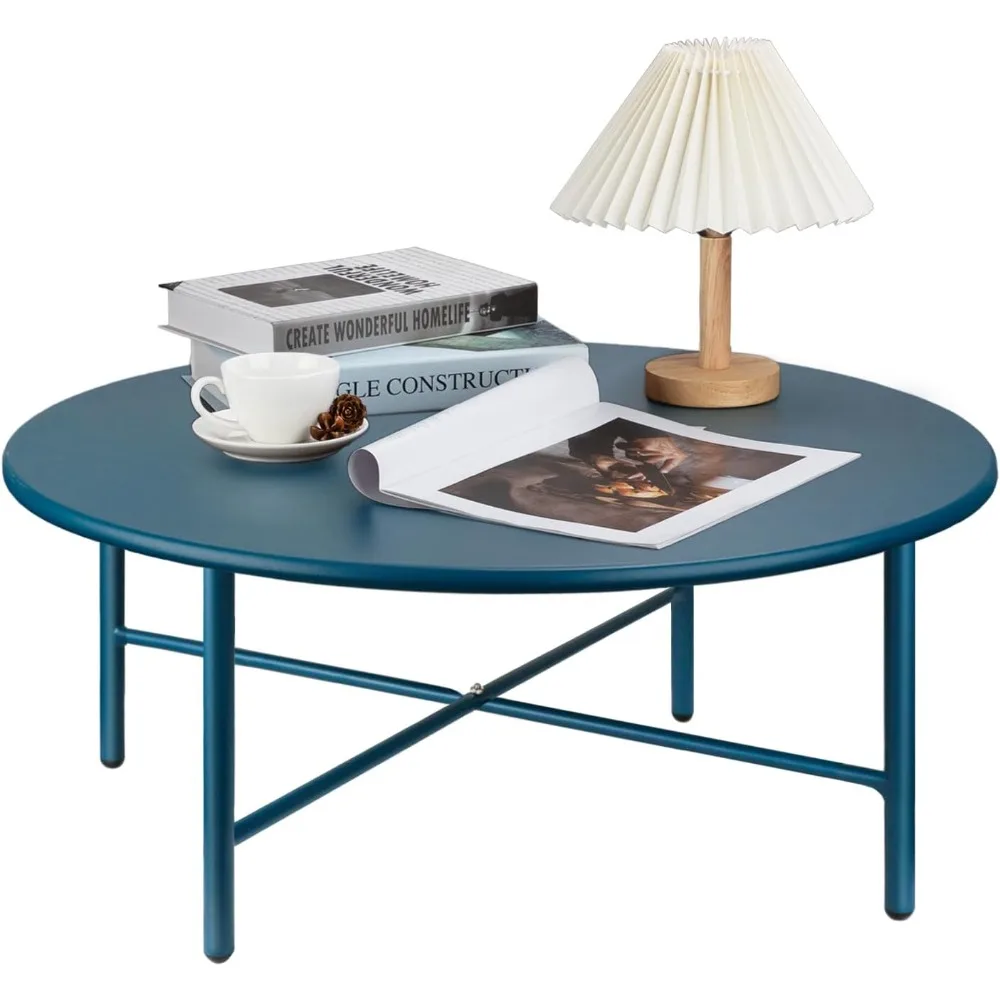 

Patio Round Steel Patio Coffee Table, Weather Resistant Anti-Rust and Waterproof Indoor and Outdoor Large Side Table, for Garden