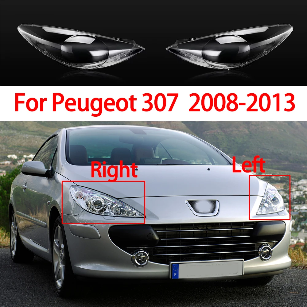 

For Peugeot 307 2008-2013 Car Front Headlight Lens Cover Transparent Lampshade Waterproof Headlamp Shell Car Accessories