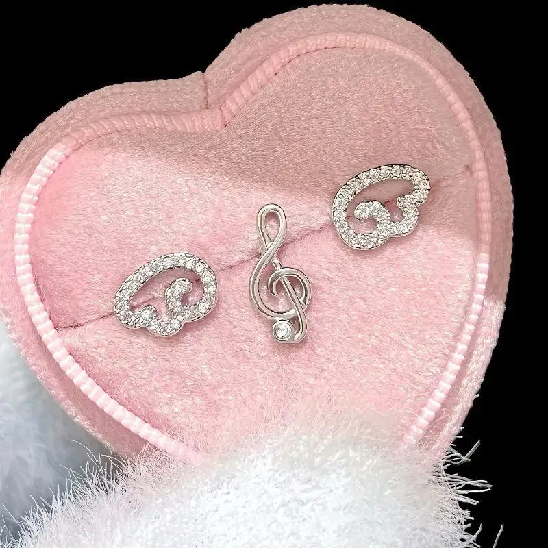 Mini Angel Wings Musical Note Stud Earrings 1/2/3Pcs Dainty Tiny Jewelry for Women Mother's Day Family Gifts