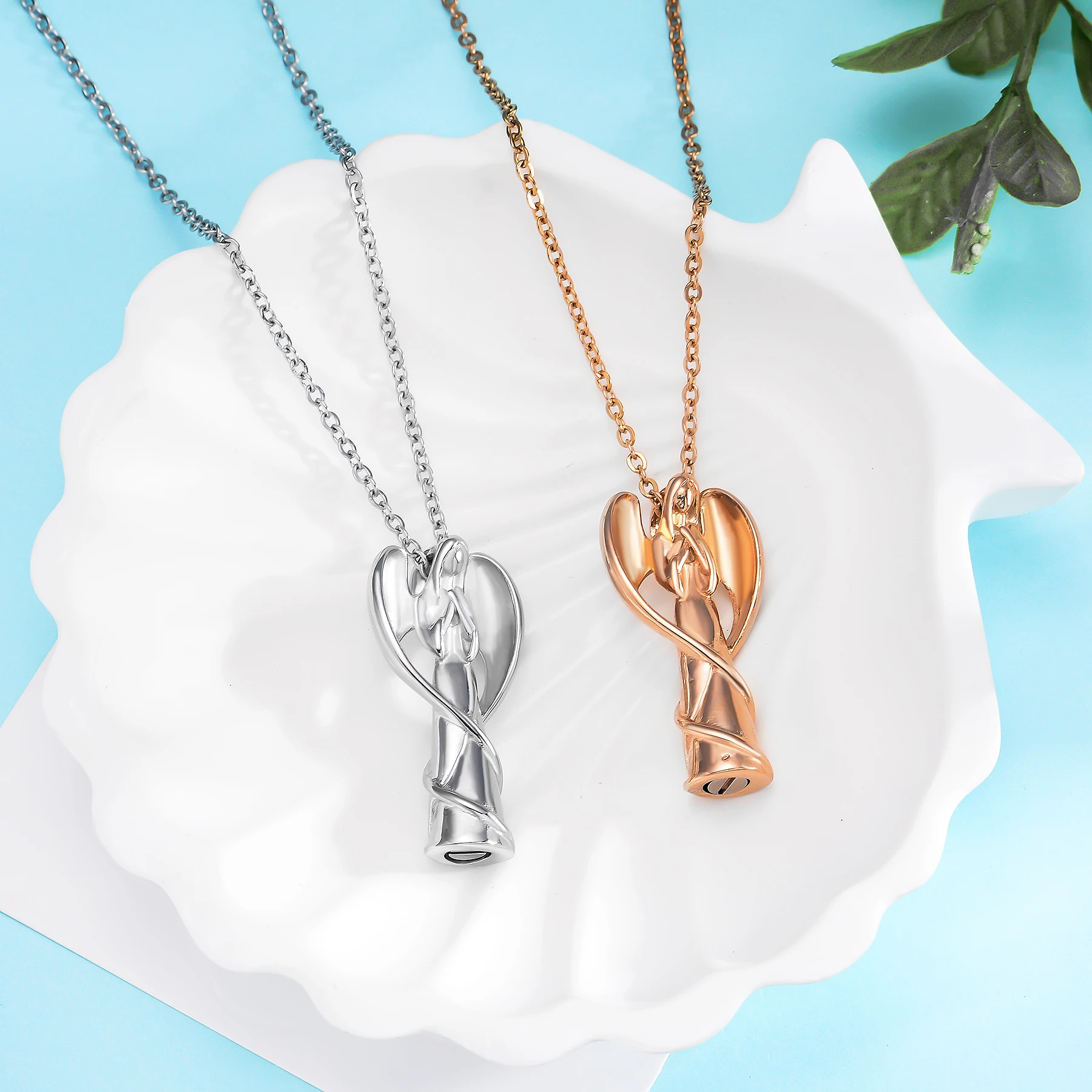 Edelstahl-Engel-Urne für Asche, Gedenkschmuck für Männer und Frauen – Detail 5