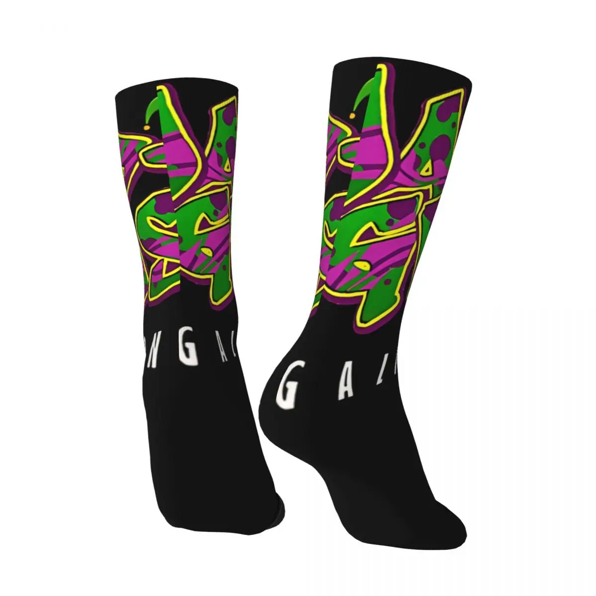 Vintage Mardi Gras Galveston Texas Men's Socks Graffiti Style Art Unisex Harajuku Seamless Printed Crazy Crew Sock Gift