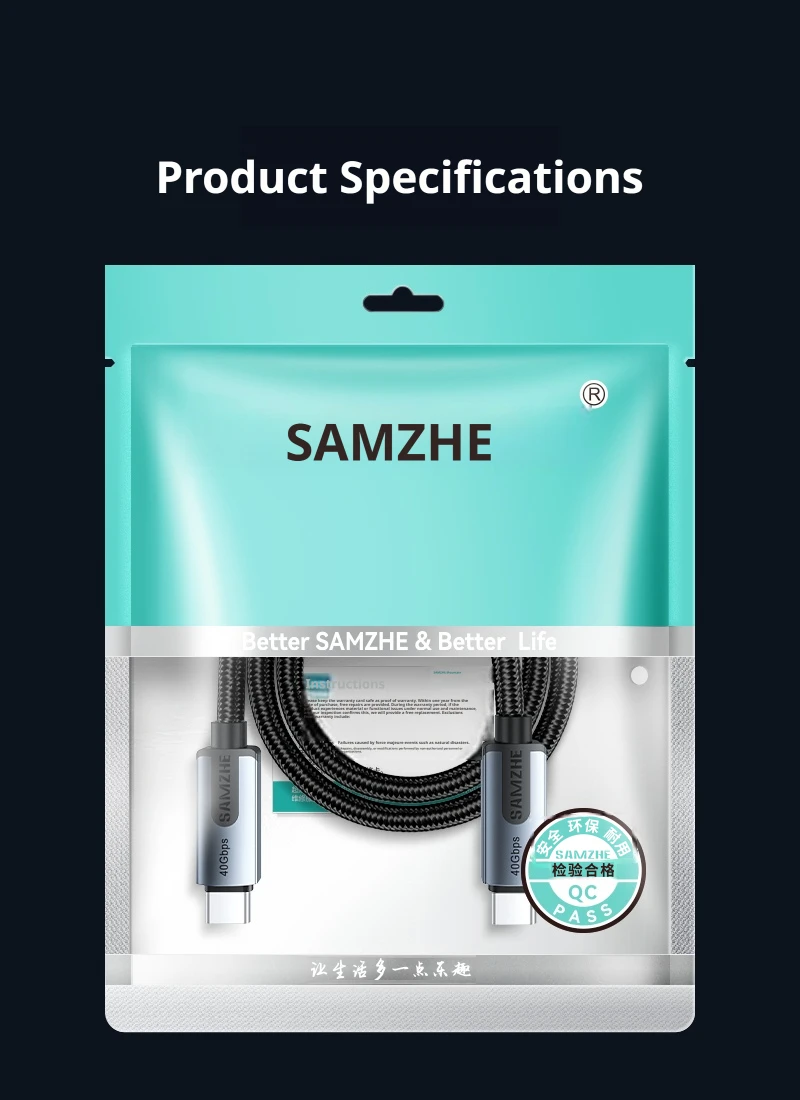 SAMZHE USB4 USB-C zu USB-C Kabel 40Gbps 8K 240W PD3.1 Schnelles Laden Typ-C Daten- und Videokabel für MacBook iPhone iPad Monitor Dock – Detail 17