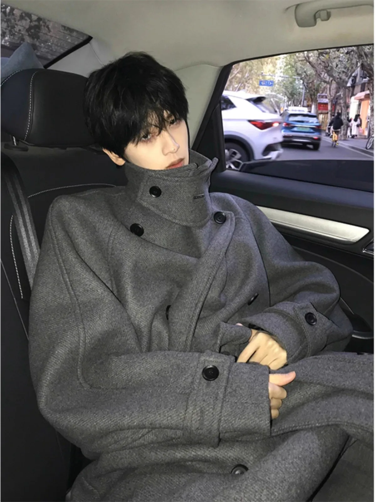 

Cleanfit Деконструированное шерстяное мужское пальто, осень-зима, корейское пальто High Sensation Chic Ape, ветровка средней длины Jaet