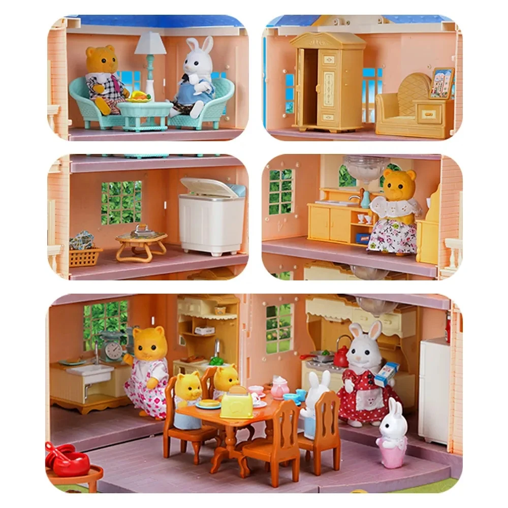 어린이 인형 집, DIY 가상 게임 조립 장난감 세트, 미니어처 오두막 가구 액세서리, 소녀 생일 선물