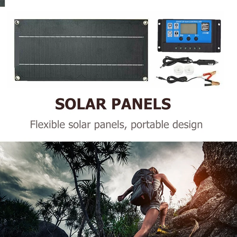 20W Solar Panel Kit 18V Battery 100A PWM Charger Controller For Car RV Caravan Portable Solar Cells Charger System