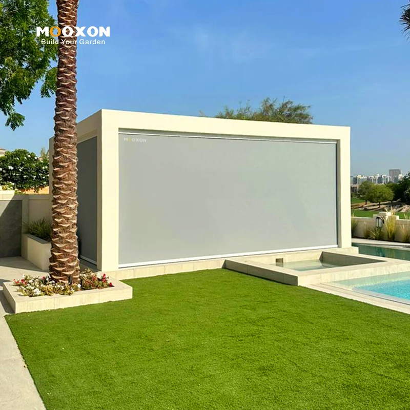 Retractable Screen Door Roller Side Track Sliding Shades Vertical Blinds Outdoor Windproof Electric Rolling Shutter