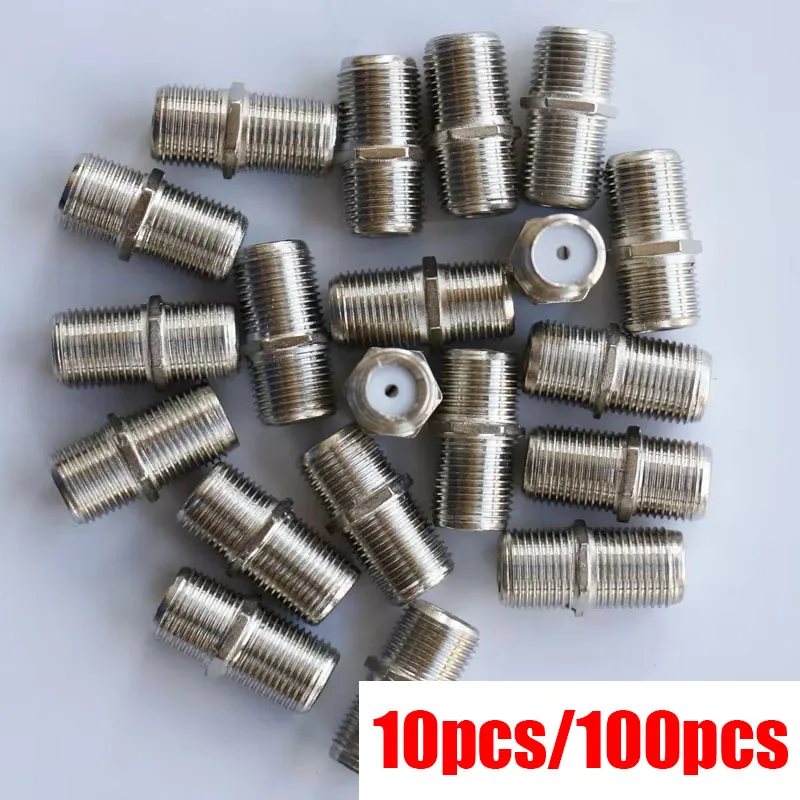 10 Pcs/100 Pcs TV Cable Connectors Extension Splice Closed Circuit Inch F-head Connector F-head Dual Pass F-head Docking