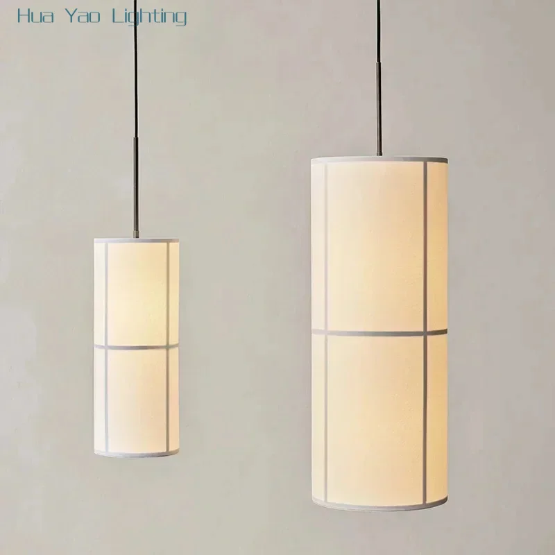 

Japanese Home Decoration Chandelier Lighting Fabric Lampshade Led Lamp Modern Living Dining Table Bedroom Pendant Lights