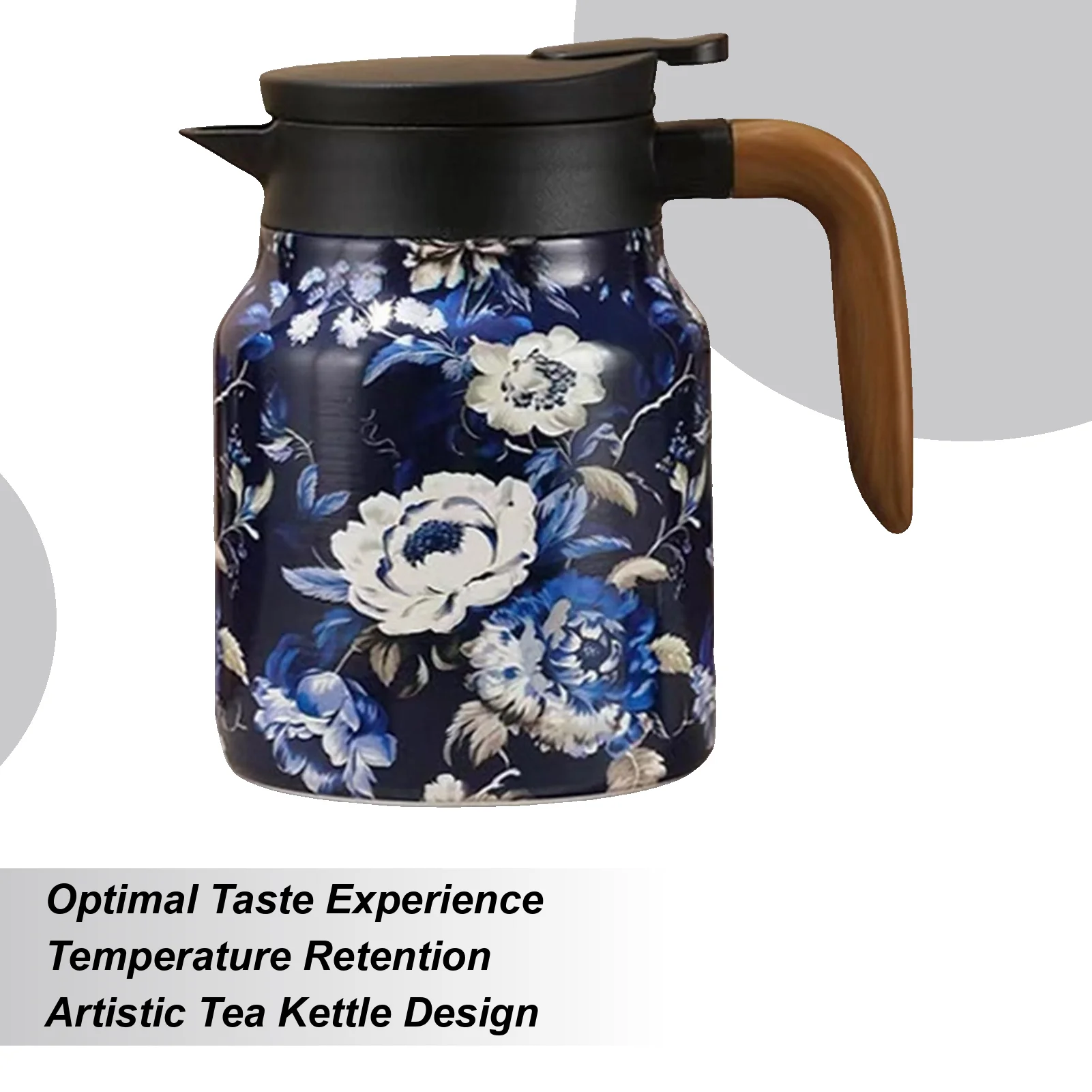 

Tea Pot 1L Vintage Stainless Steel Insulated Leakproof Large Capacity Loose Tea Water Container For Home Office Kitchen