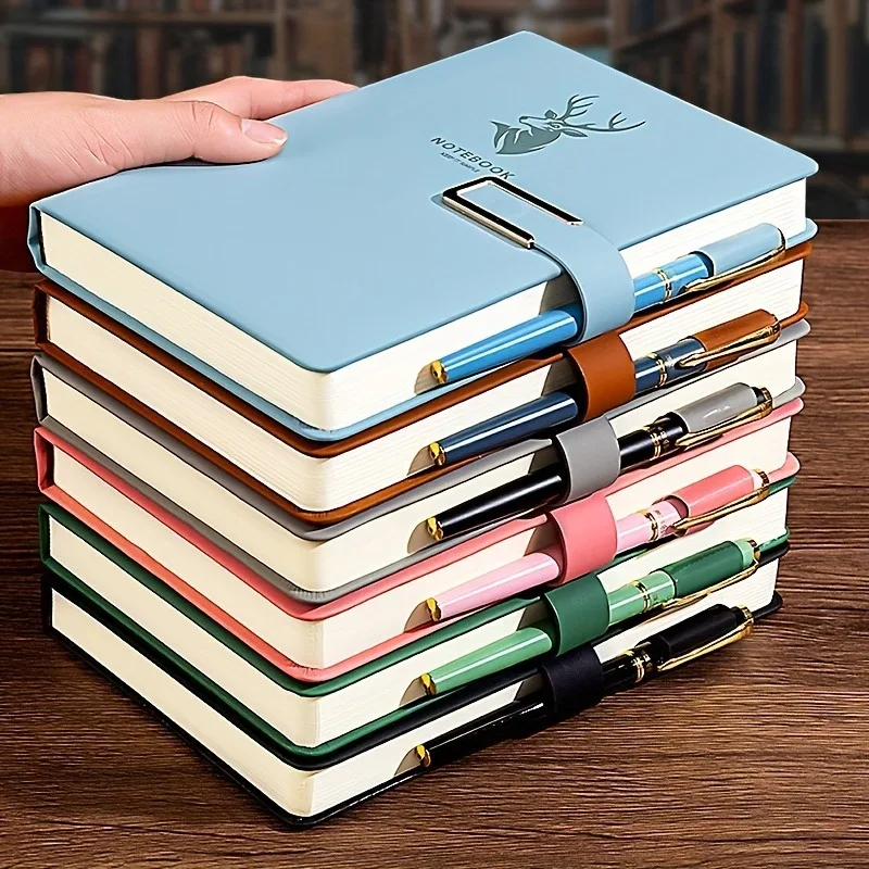 360-seitiges Premium-Leder-Notizbuch mit Schnalle, weiches Leder-A5-Notizbuch, geeignet für Zuhause, Büro und Studium