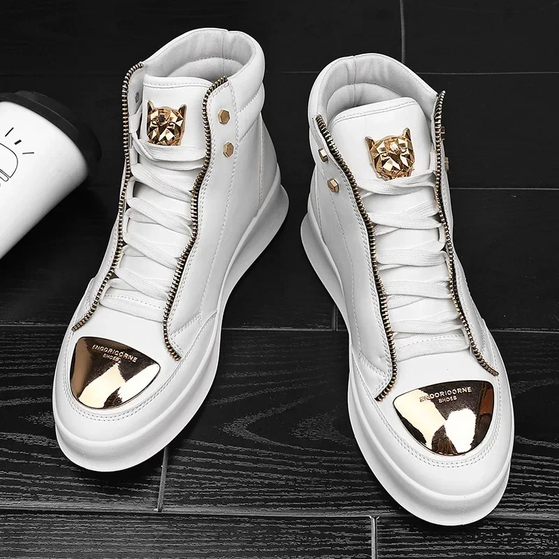 Männer Turnschuhe 2025, Mode Skateboard Schuhe Leopard Plattform Schuh Sport Training Schuhe männer Stiefeletten High Top Casual Schuhe