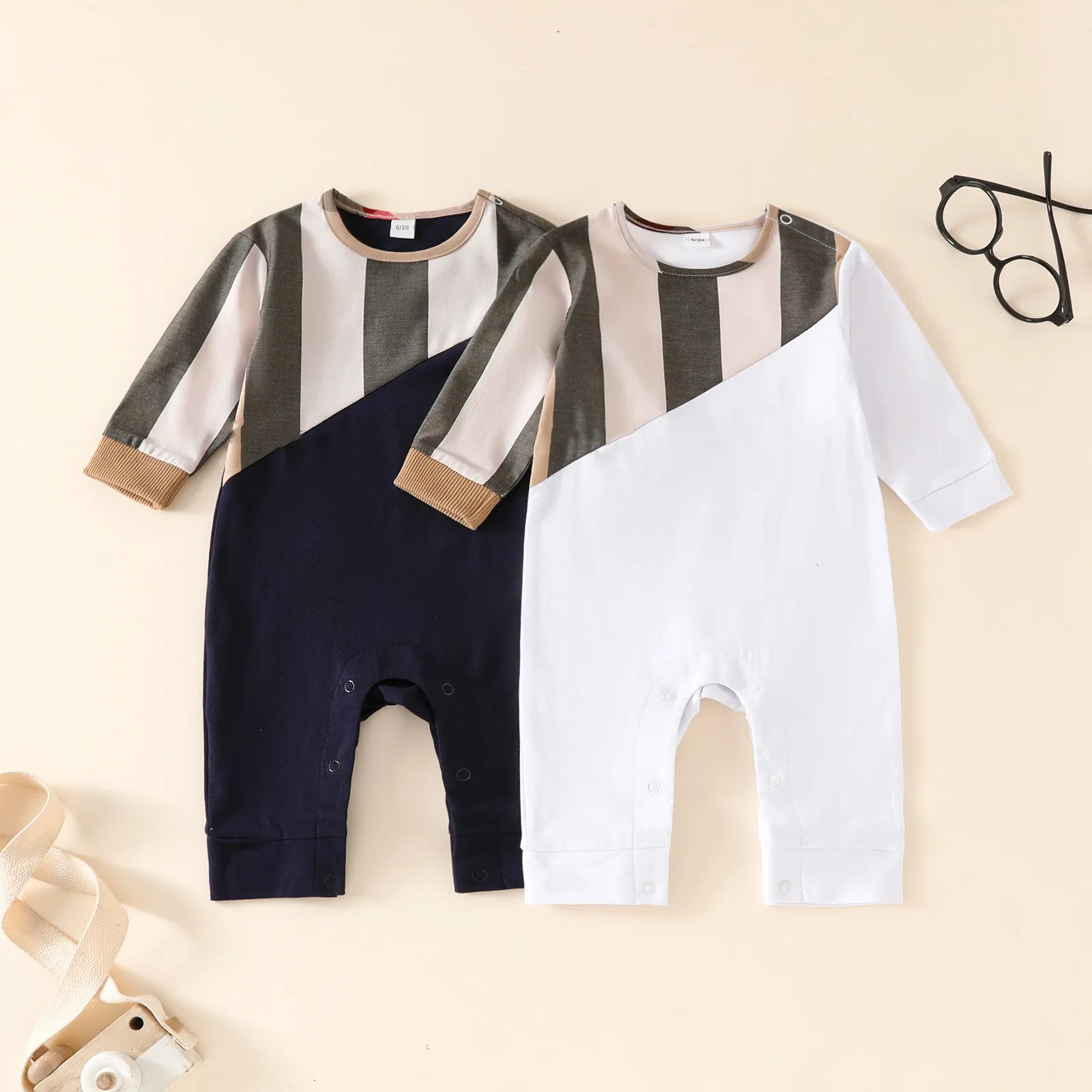 Autumn Baby Romper for Boys Girls Clothes striped plaid Printed Jumpsuit Newborn One-Pieces Onesie Korean Toddler Infant Outfit