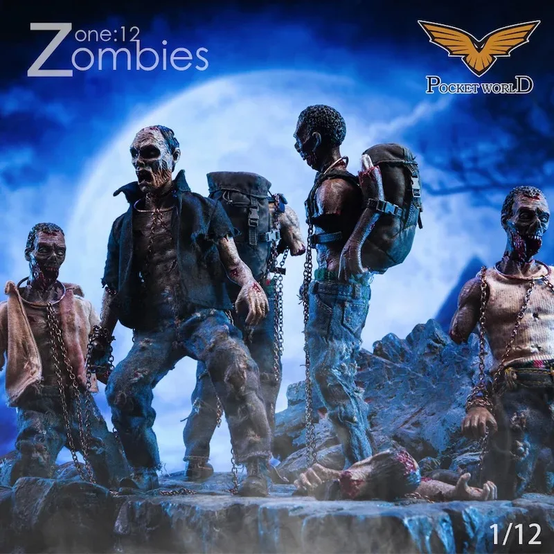 Op voorraad POCKET WORLD Originele 1/12 Zombie Zombie Mobiele pop Model Handgemaakte speelgoedcadeaucollectie
