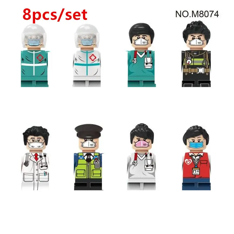 M8039 City Characters Action Figures Building Blocks medical workers Mini Figurine Dolls Bricks Set Children Toys Christmas gift