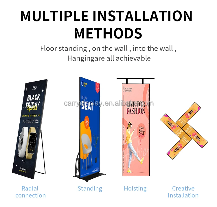 WiFi 4G Control P2.5 Indoor Floor Standing LED Mirror Screen Digital Signage Display LED Poster view 5