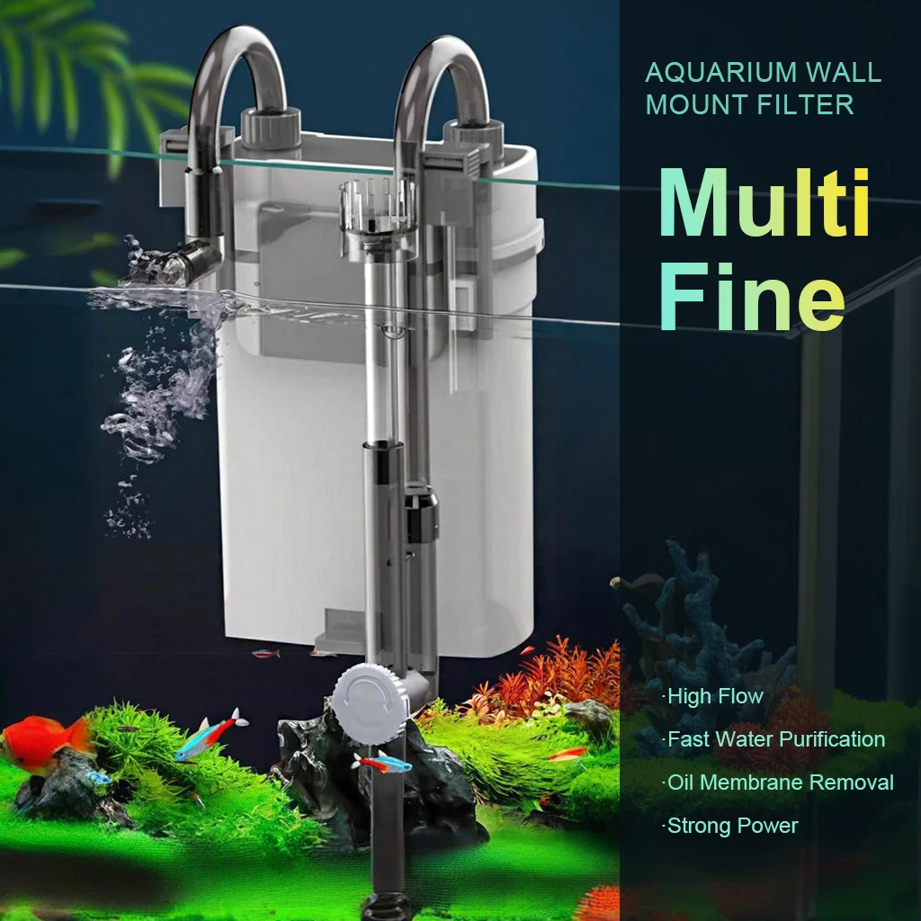 

External Fish Tank Filter 5W Aquarium Wall Mounted Filter Barrel Wall Mounted Small Silent Oxygenation Circulation Barrel