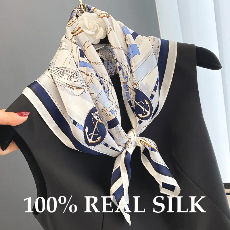 

100% натуральный шелковый платок для женщин, новая квадратная бандана, шарф-косынка, элегантный летний модный высококачественный хиджаб