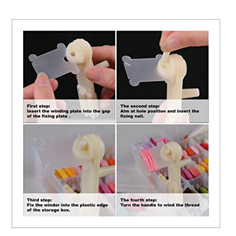 500 Pieces Plastic Embroidery Floss Bobbins with Floss Winder for Craft DIY Sewing Storage