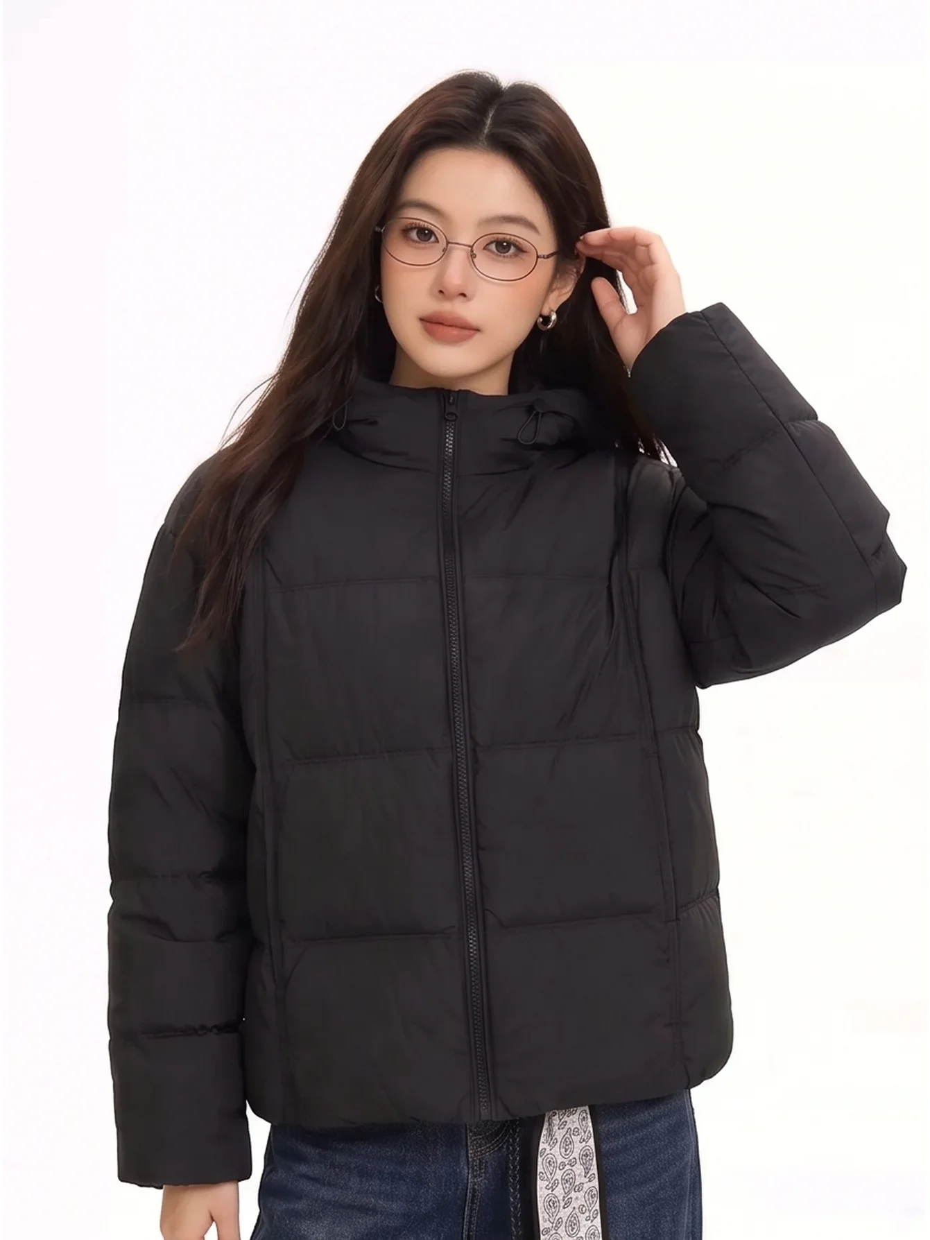 Lightweight Puffer Jacket with Hood Warm Versatile Commuter Style Korean Version Slimming Lazy Outerwear for Women