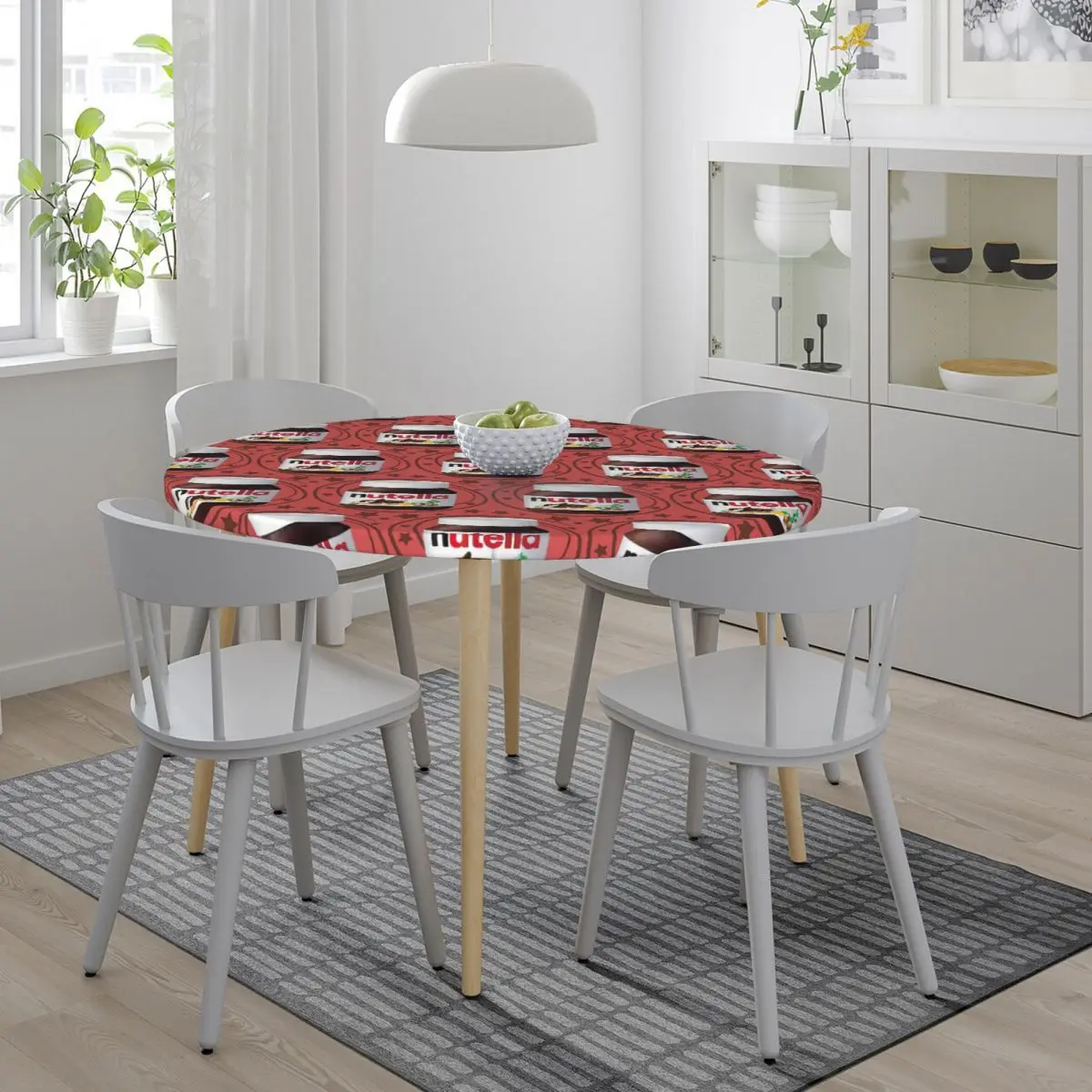 Nutella Swirls Waterproof Round Tablecloth Oilproof Table Cloth for Kitchen Events Dining Table Cover