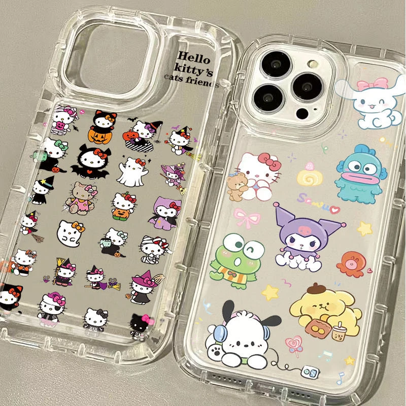 Sanrio Hello Kitty Melody Clear Case for iPhone 15 14 13 12 11 Pro Max XR XS X 8 7 6 6S Plus SE 2020 Shockproof Silicone Cover